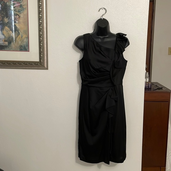 Maxandcleo Black Ruffle Side Dress w/ slit front - Picture 1 of 9